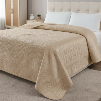 Narzuta 200x220 welurowa złota tłoczona gruba NP07